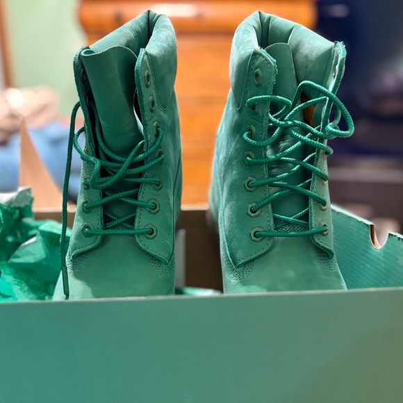 NEW with box MEN’S AWESOME GREEN TIMBERLAND 50th ANNIVERSARY BOOTS SIZE 10.5 - Picture 5 of 11